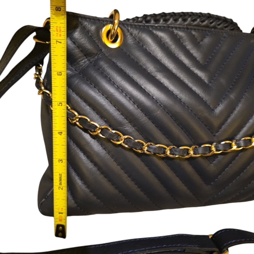 *New* Persaman New York Navy Blue Leather Tote - Picture 8 of 9